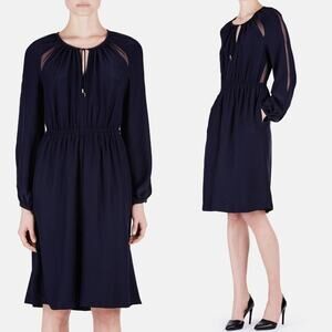 Altuzarra Navy Silk Long Sleeve Peasant Dress